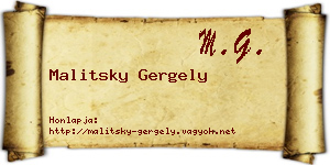 Malitsky Gergely névjegykártya
